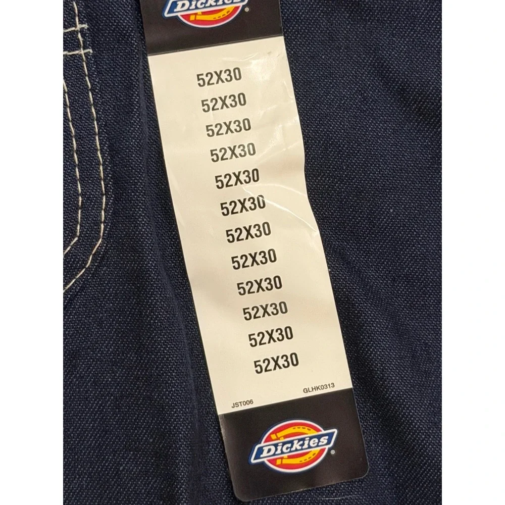 Dickies Indigo Bib Overalls Mens 52x30 Blue NWT Triple Stitch Denim Workwear